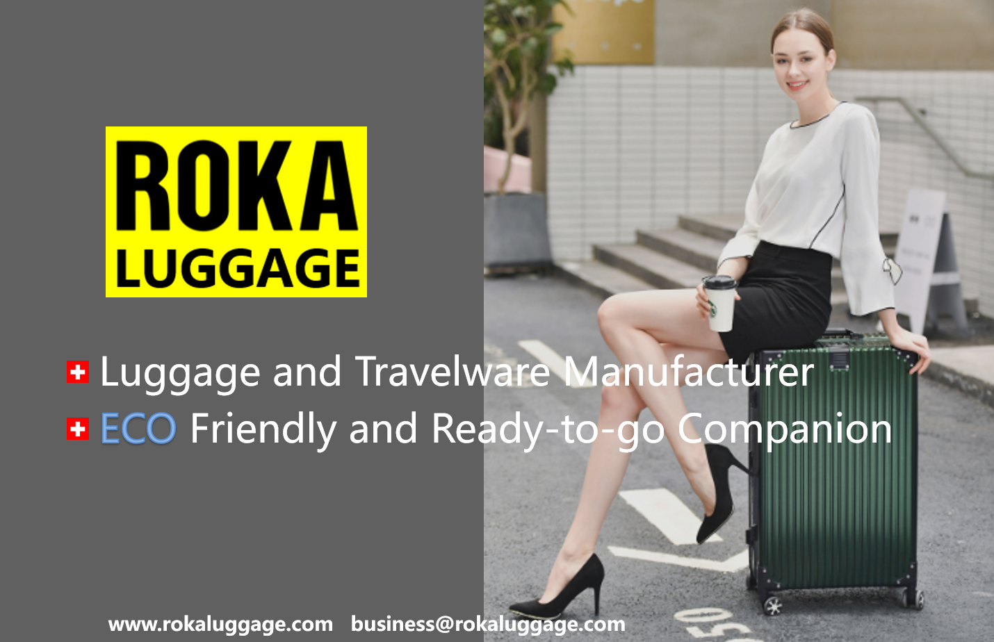 Roka luggage,eco-friendly sustainable luggage factory,polycarbonate luggage factory in China,aluminum luggage factory,rpet luggage factory,polypropylene luggage factory,rpet hardcase factory,rpet luggage,rpet suitcase