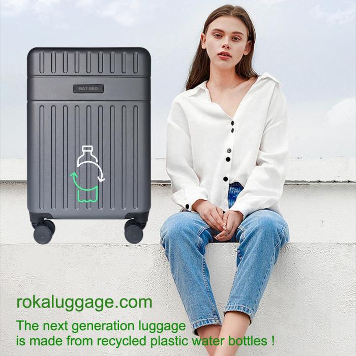 The Third Generation Eco-friendly rPET Luggage is made from GRS certified recycled plastic bottles material
