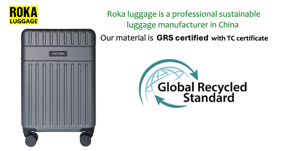 Roka eco-friendly sustainable GRS certified recycled cabin trolley suitcase supplier,ROKA sustainable rPET luggage,the newest sustainable rPET luggage,Roka sustainable rPET suitcase,the newest sustainable rPET suitcase,sustainable rPET luggage